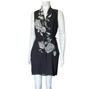 Wilfred Black Floral Pockets Mid Dress Size L